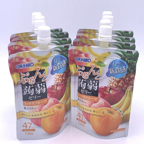 Orihiro Konjac Jelly Low Calorie Fruits Jelly (Orange,Peach,Apple,Banana,Pineapple)130gX8pcs