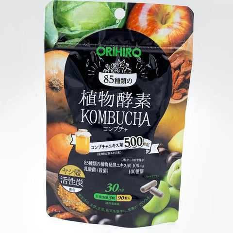 Orihiro Kombucha Beauty Diet Supplement 90tablets活性炭和乳酸菌配合85种植物酵素胶囊