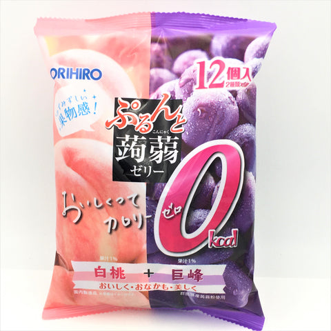Orihiro Konnyaku Duo Fruit Juices Jelly-Peach & Grape 12Pc/1 Bag