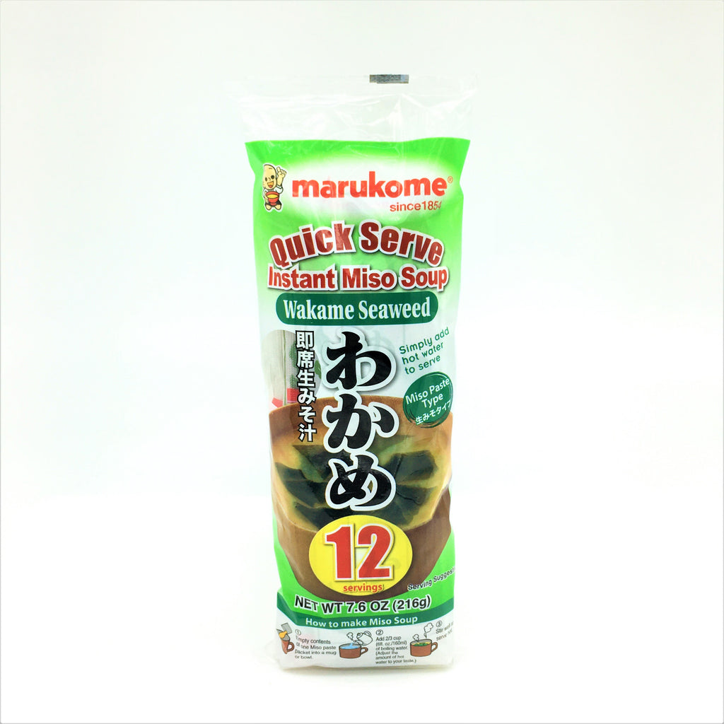 Marukome Quick Serve Instant Miso Soup -Wakame Seaweed 12 Servings 216 g