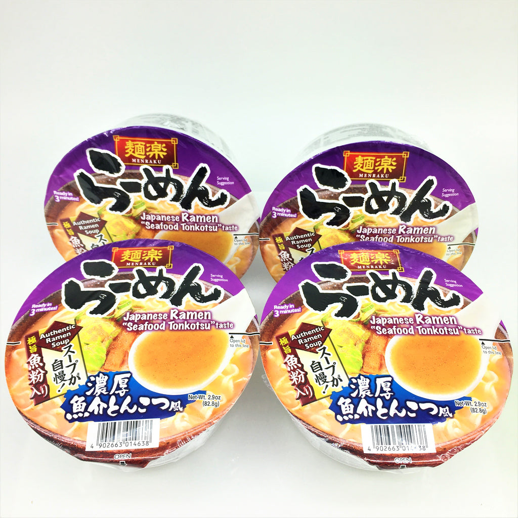 Menraku Japanese Ramen -Seafood Tonkotsu Taste 2.9 oz / 82.8g X4