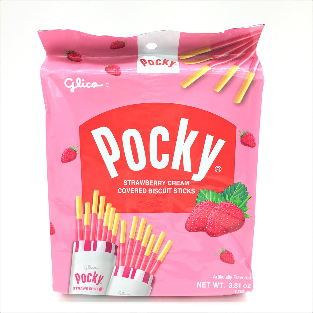Glico Pocky Strawberry Cream Covered Biscuit Sticks 9 Packs 108g