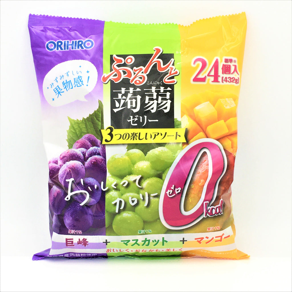 Orihiro Konjac Duo Fruit Juices Jelly-Grape & Muscat Grape & Mango 24 Pc /1 bag