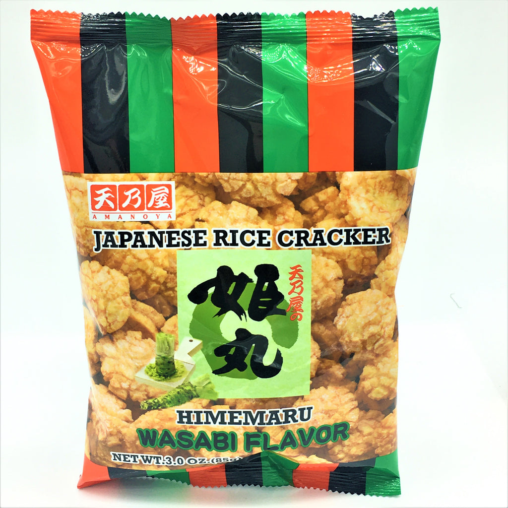 Japanese Rice Cracker -Amanoya M-Size Himemaru Wasabi 3.0 oz