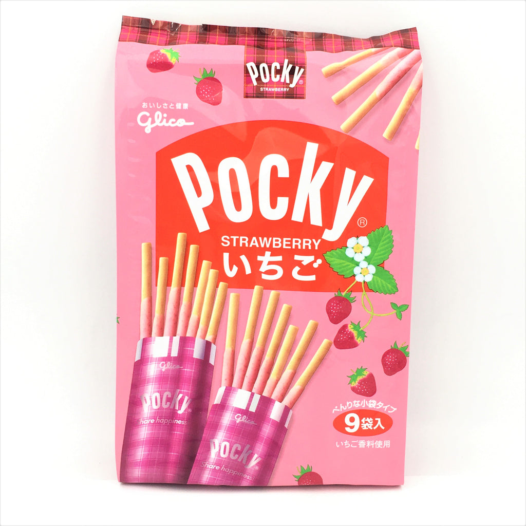 Glico Pocky Strawberry Cream Covered Biscuit Sticks 9 Packs 4.13oz /117g