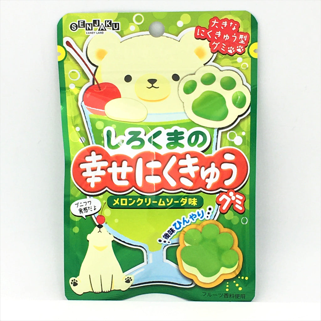 Senjaku Happy Nikuky Bear's Paw Gummy-Melon Cream Soda Flavor 32g白熊大爪形雙層清涼軟糖
