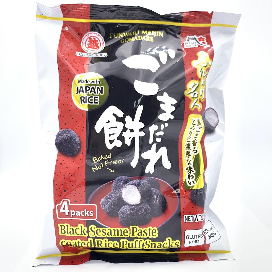 Echigo Seika Black Sesame Paste Coated Rice Puff Snacks 60g/(4packs)
